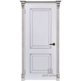 Дверь межкомнатная Итало глухая (Багет 32) Патина серебро Эмаль белая