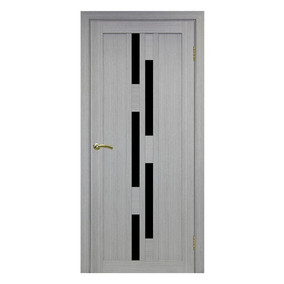 Дверь межкомнатная Турин 551 Дуб серый с черным стеклом