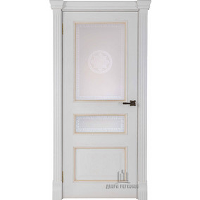 Дверь межкомнатная Гранд 2 Версаче светлое (широкий фигурный багет) Дуб Patina Bianco